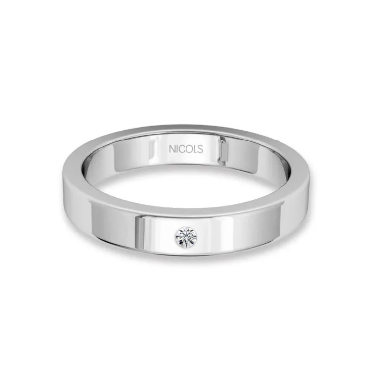 Alianza De Boda Freya Oro Blanco 4,0Mm Diamante 0.02