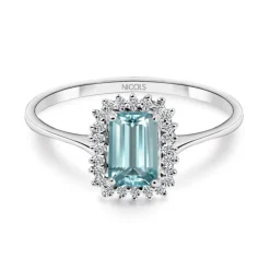 Anillo Aguamarina y Diamantes Candy