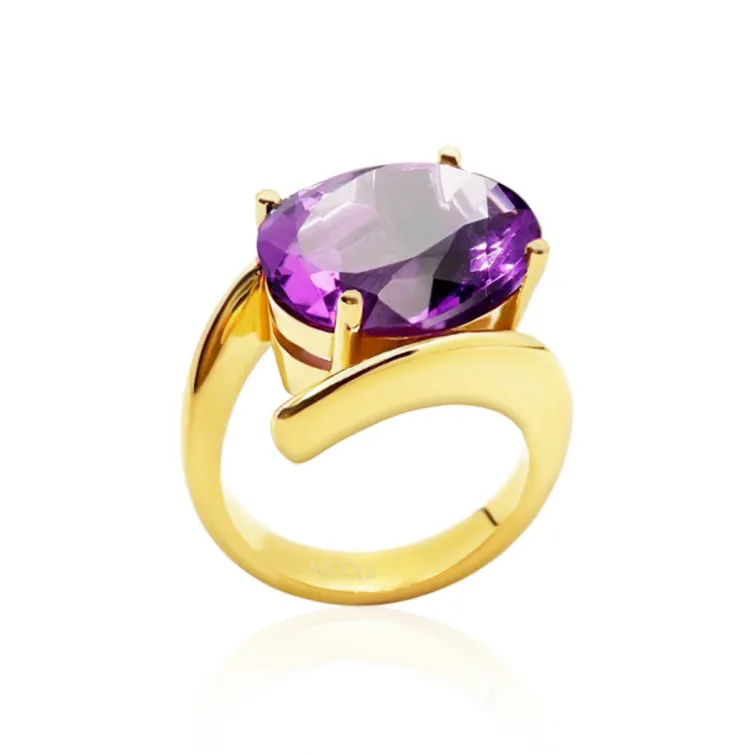 Anillo Amatista Oro Amarillo Bigtone Plane