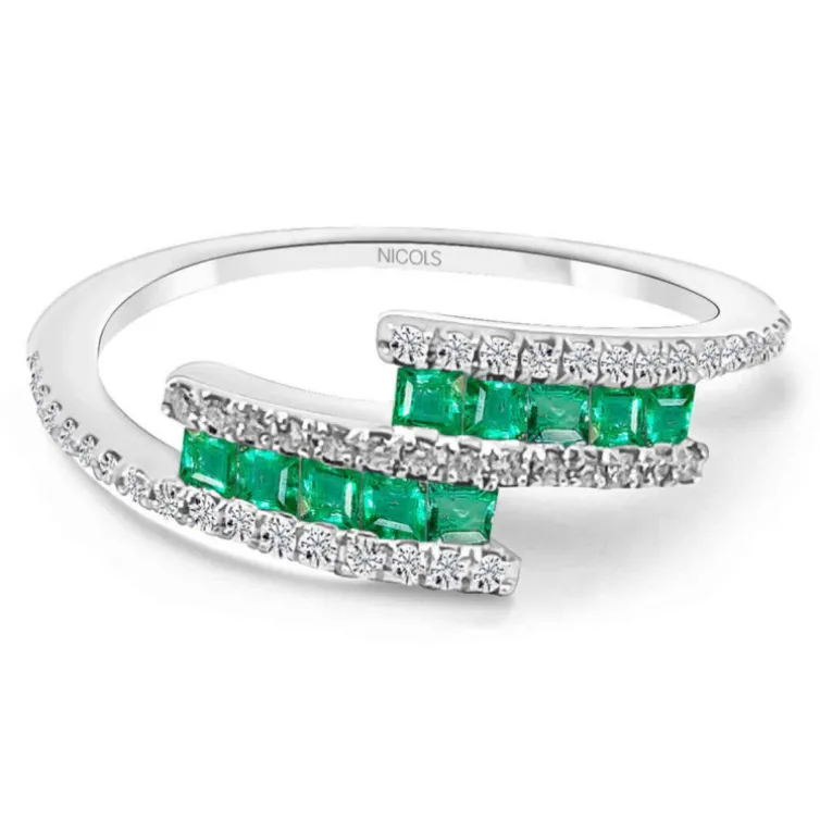 Anillo Brillantes y Esmeraldas Amelia 0.33