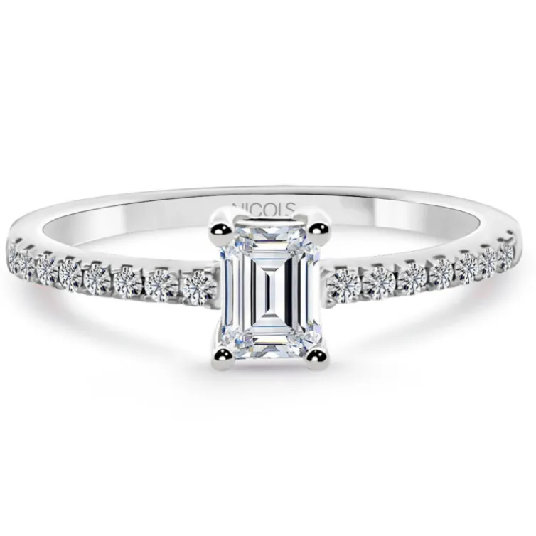 Anillo Compromiso Dafne Petit Diamante Esmeralda 0.30 Oro Blanco