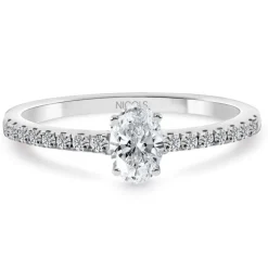 Anillo Compromiso Dafne Petit Diamante Oval 0.30 Oro Blanco
