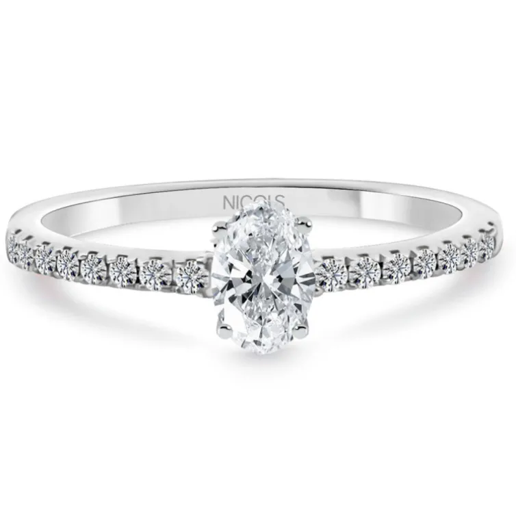 Anillo Compromiso Dafne Petit Diamante Oval 0.30 Oro Blanco