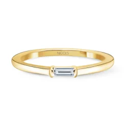 Anillo Compromiso Lirio Oro Amarillo con Diamante Baguette 0.10Ct.