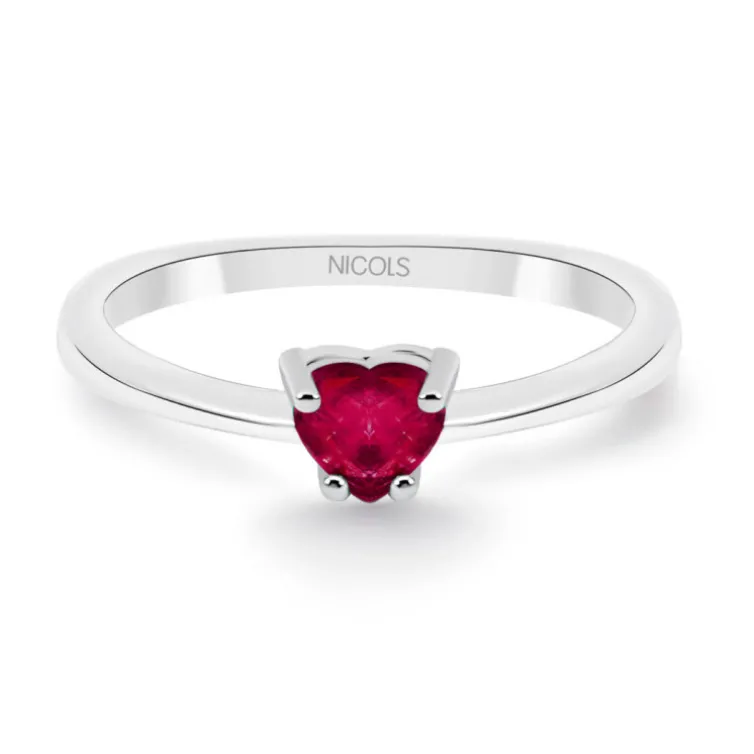 Anillo Compromiso Solitario Rubí Corazón Isabella 0.20Ct