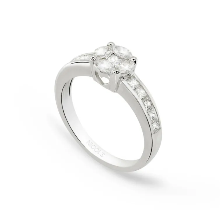 Anillo Compromiso Solitario Wedding Band