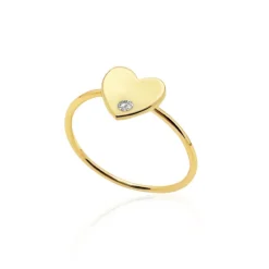 Anillo Corazón Diamante Oro Amarillo Always