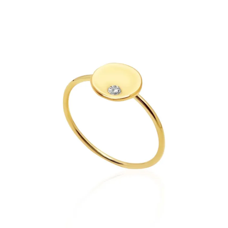 Anillo Círculo Diamante Oro Amarillo Always