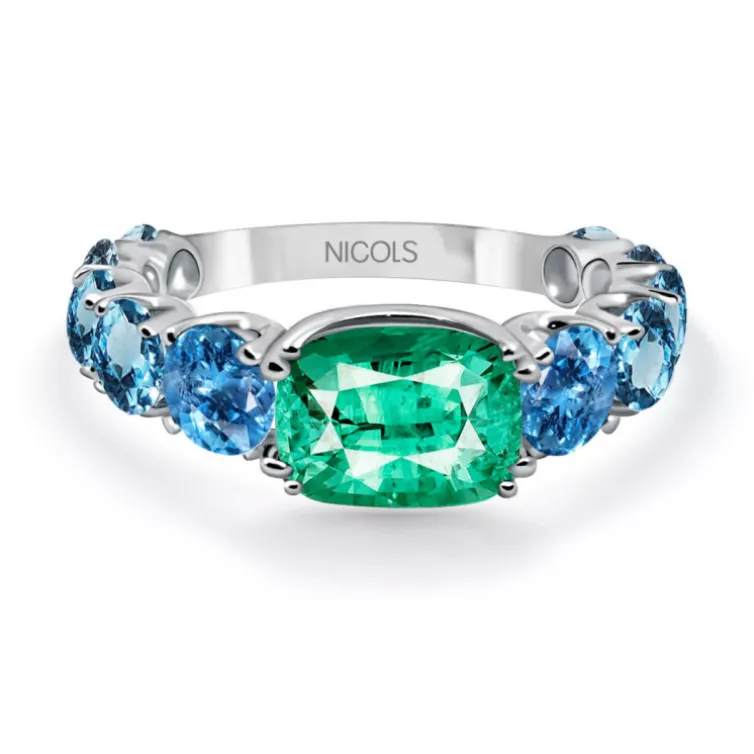 Anillo Cuarzo Verde Topacio Rainbow