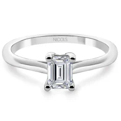 Anillo Diamante 0.45 Corte Esmeralda Compromiso Camille