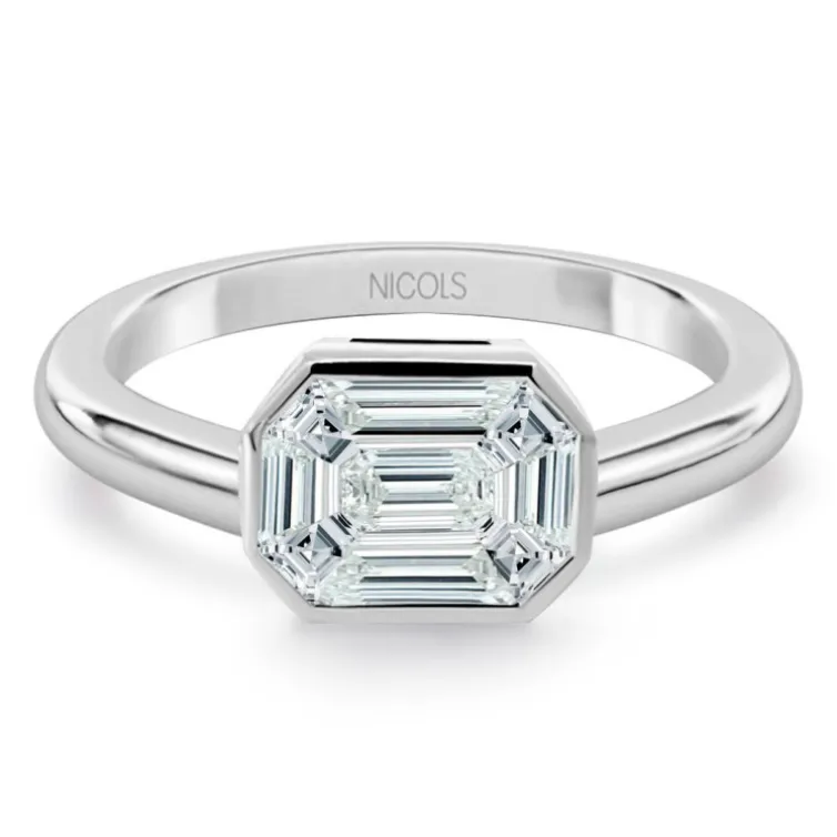 Anillo Diamante 0.55 Ct Talla Esmeralda Vrait Horizontal