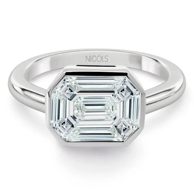 Anillo Diamante 0.80 Ct Talla Esmeralda Vrait Horizontal