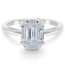 Anillo Diamante 0.70 Ct Talla Esmeralda Vrait Oro Blanco
