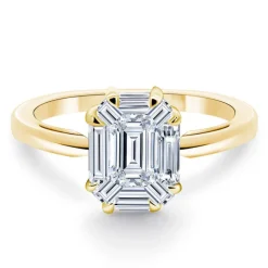 Anillo Diamante 0.70 Ct Talla Esmeralda Vrait Oro Amarillo