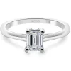Anillo Diamante 0.50 Talla Esmeralda Compromiso Camille