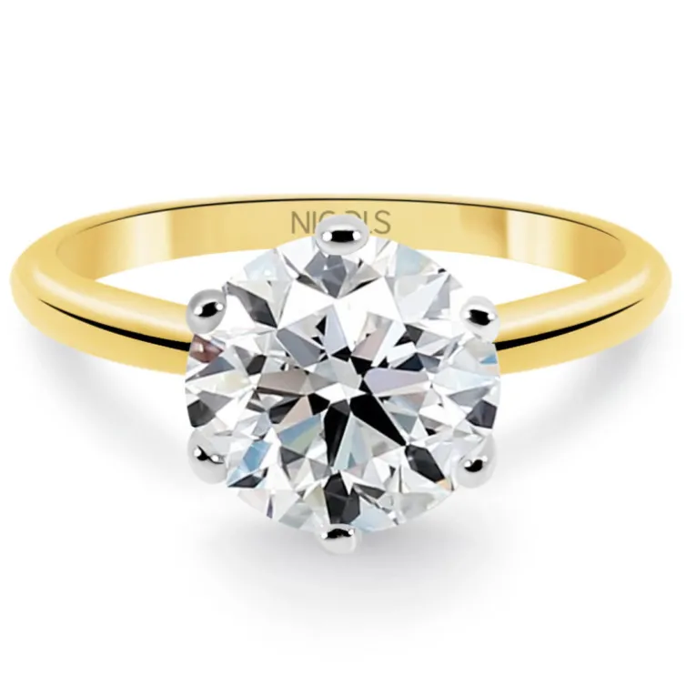 Anillo Diamante 2ct H VS Solitario Charlotte oro amarillo y oro blanco