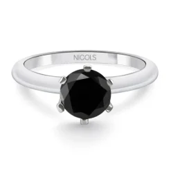 Anillo Diamante Negro Solitario Black Power