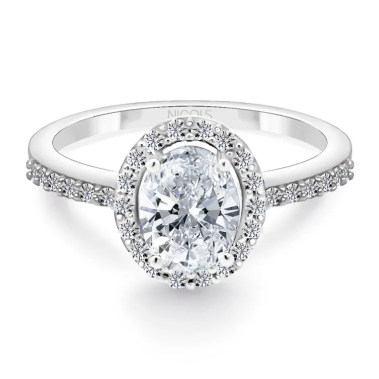 Anillo Diamante Oval 0.70 Sunset Oro Blanco