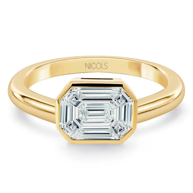Anillo Diamantes 0.55 Ct Talla Esmeralda Vrait Horizontal