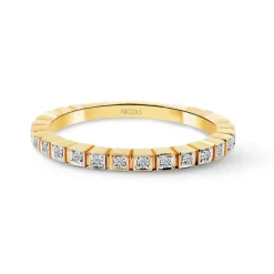 Anillo Diamantes Almenas Oro Amarillo