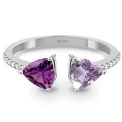 Anillo Diamantes Amatista Trillon