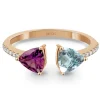 Anillo Diamantes Amatista Y Topacio Trillon