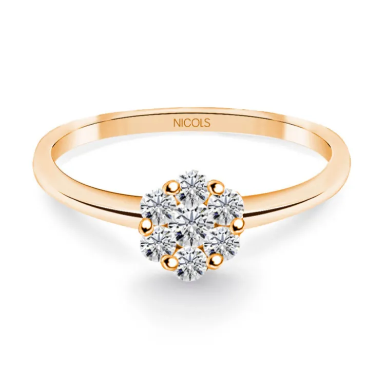 Anillo Diamantes Camelia 0.35 Oro Rosa