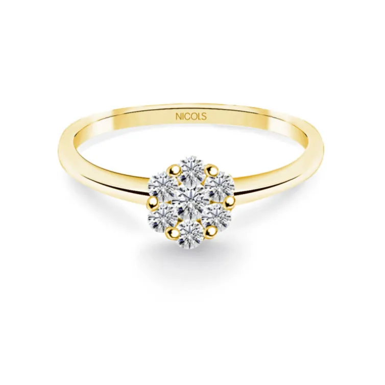 Anillo Diamantes Camelia 0.35 Oro Amarillo