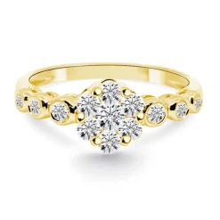 Anillo Diamantes Camelia 0.58 Oro Amarillo