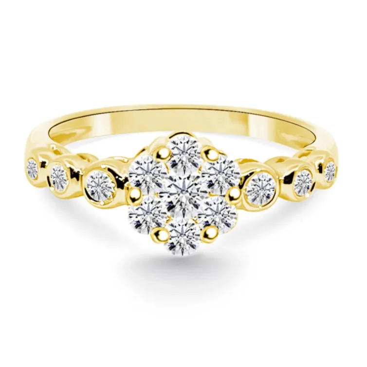 Anillo Diamantes Camelia 0.58 Oro Amarillo