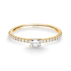 Anillo Diamantes Delphina 0.18 Talla Esmeralda Oro Amarillo