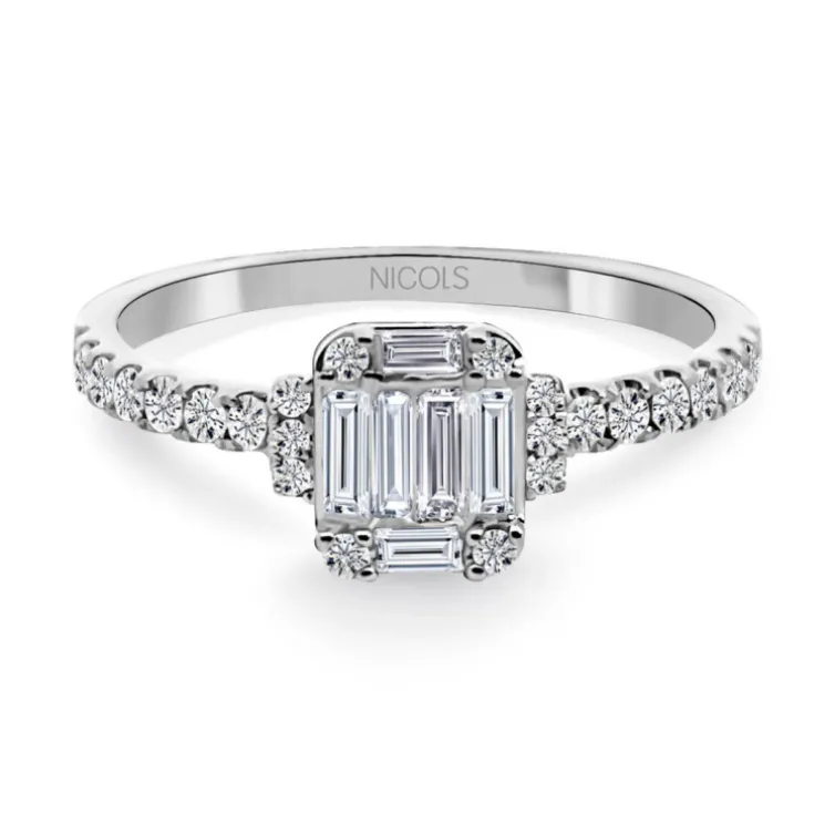 Anillo Diamantes Electra 0.58 Oro Blanco