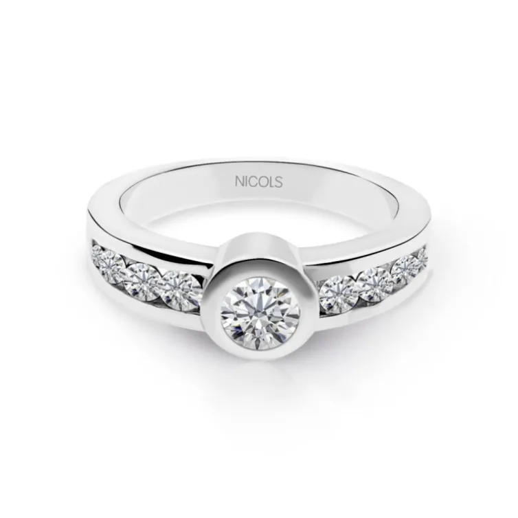 Anillo Diamantes Emily 0.75 Oro Blanco