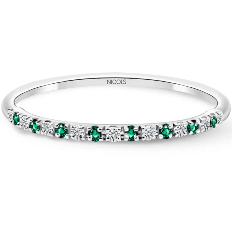 Anillo Diamantes Esmeralda Azalea 0.06 Oro Blanco