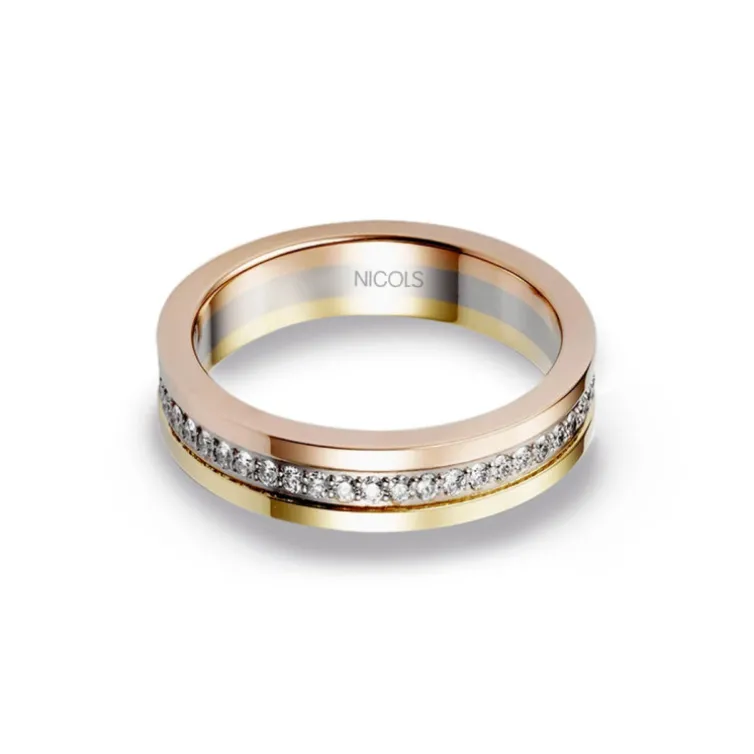 Anillo Diamantes Eternity Chloe 4mm Tres Oros