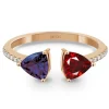 Anillo Diamantes Granate Y Iolita Trillon