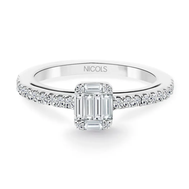 Anillo Diamantes Minerva 0.45 Oro Blanco