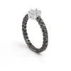 Anillo Diamantes Negros Blancos Black Power