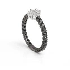 Anillo Diamantes Negros Blancos Black Power