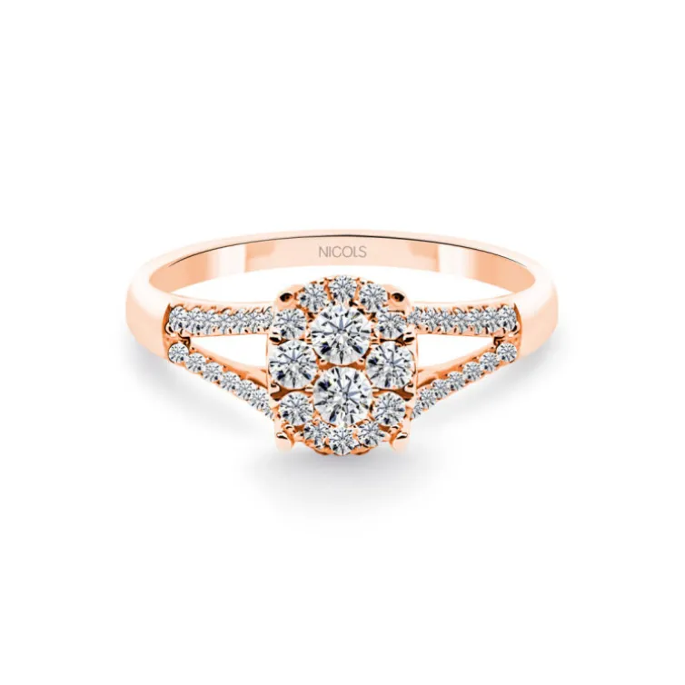 Anillo Diamantes Olivia 0.55 Oro Rosa