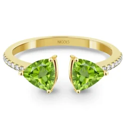 Anillo Diamantes Peridoto Trillon