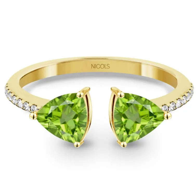 Anillo Diamantes Peridoto Trillon