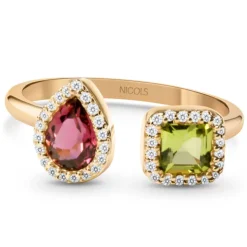 Anillo Diamantes Peridoto y Turmalina Octopus Tu y Yo