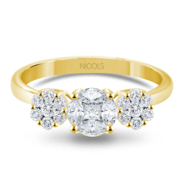 Anillo Diamantes Rosetón Diamond Classic