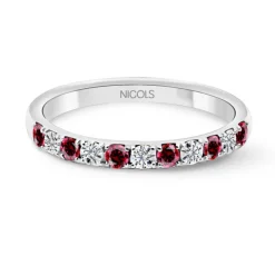Anillo Diamantes Rubi Azalea Oro Blanco