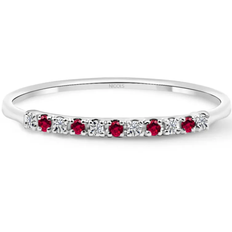 Anillo Diamantes Rubi Azalea 0.04 Oro Blanco