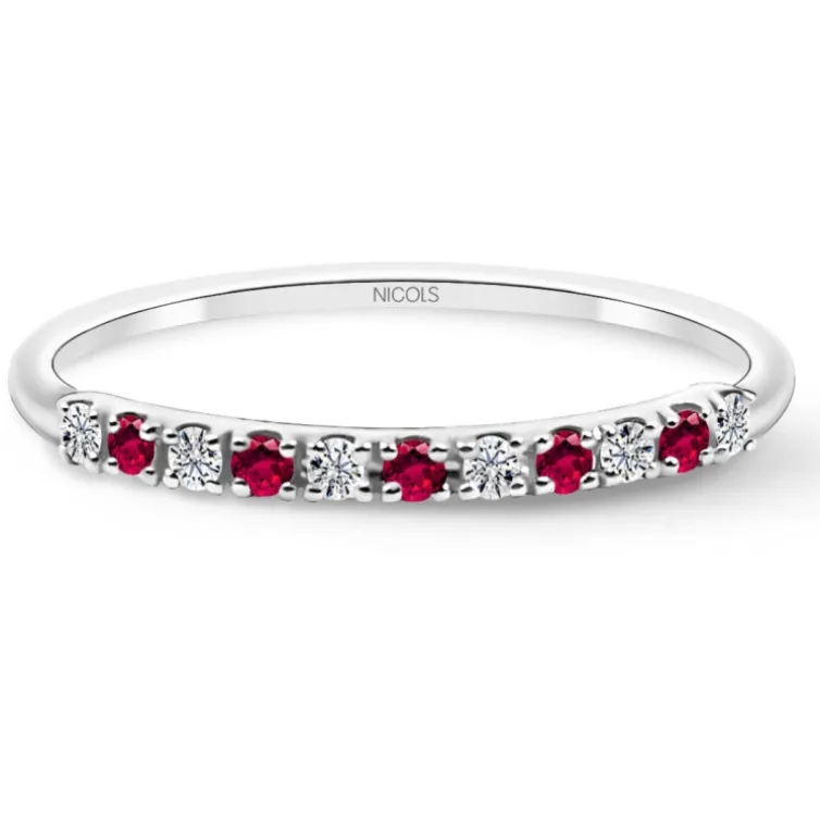 Anillo Diamantes Rubi Azalea 0.08 Oro Blanco