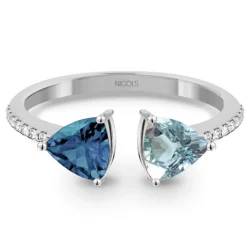 Anillo Diamantes Topacios Trillon