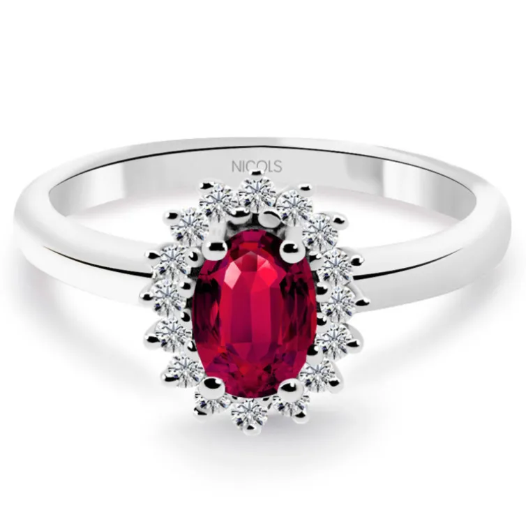Anillo Diamantes y Rubi Dalia 0.50