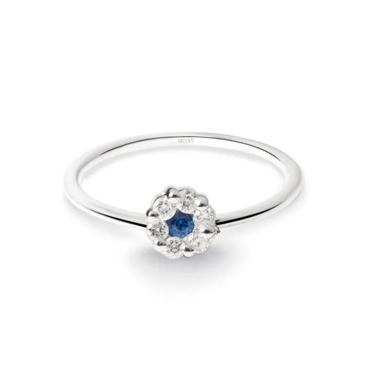 Anillo Diamantes y Zafiro Camelia 0.11